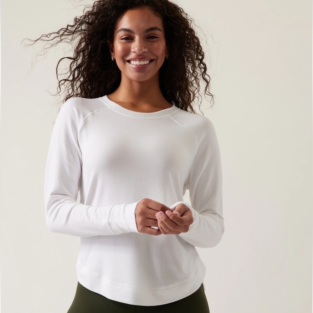 (NWT) ATHLETA Mindset Sweatshirt in Bright White, Small
